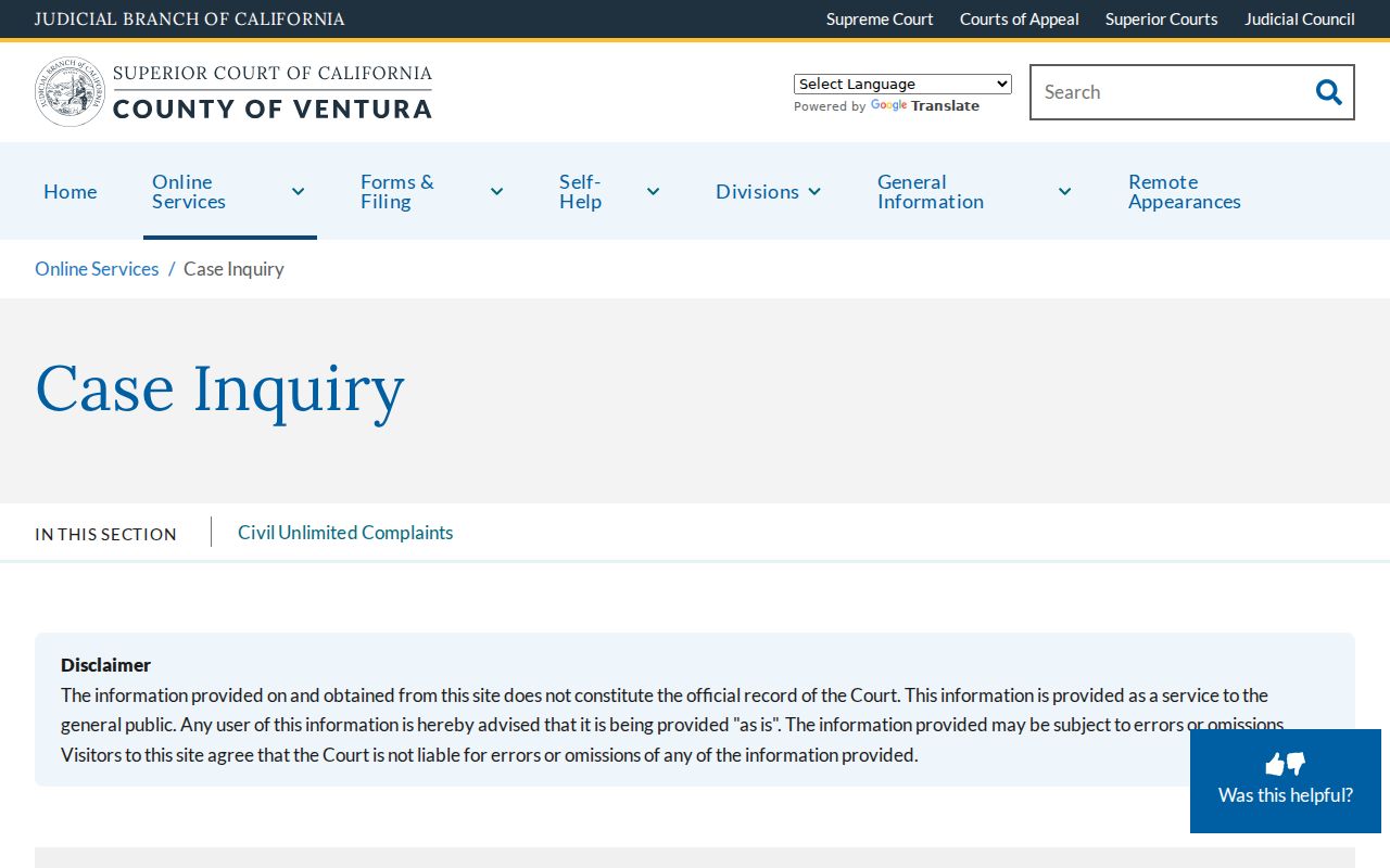 Santa Paula people search through Ventura Superior Court case inquiry