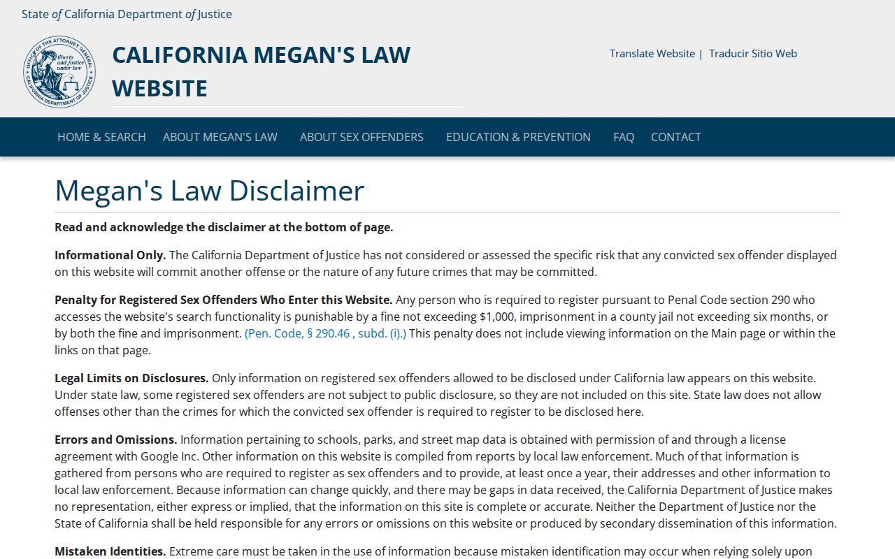 Santa Paula open records access through the California Megan's Law registry