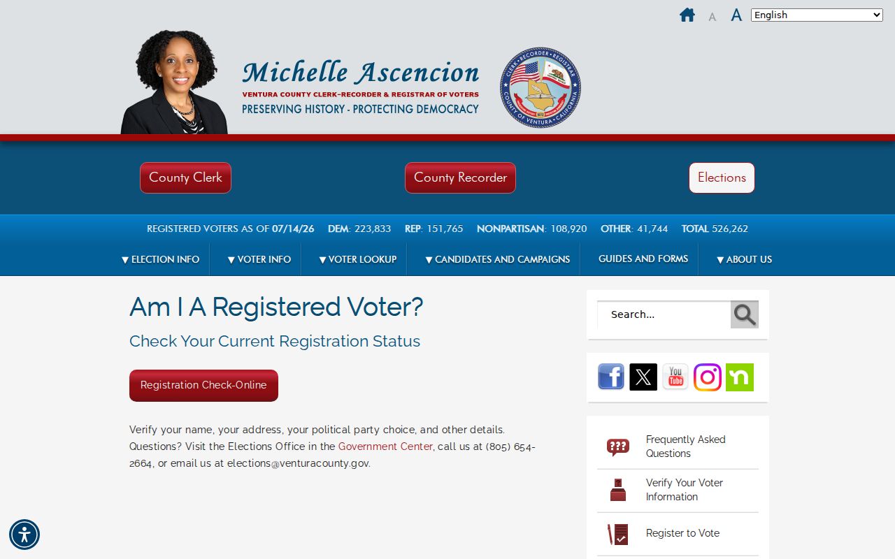 Santa Paula voter registration lookup guidance from Ventura County